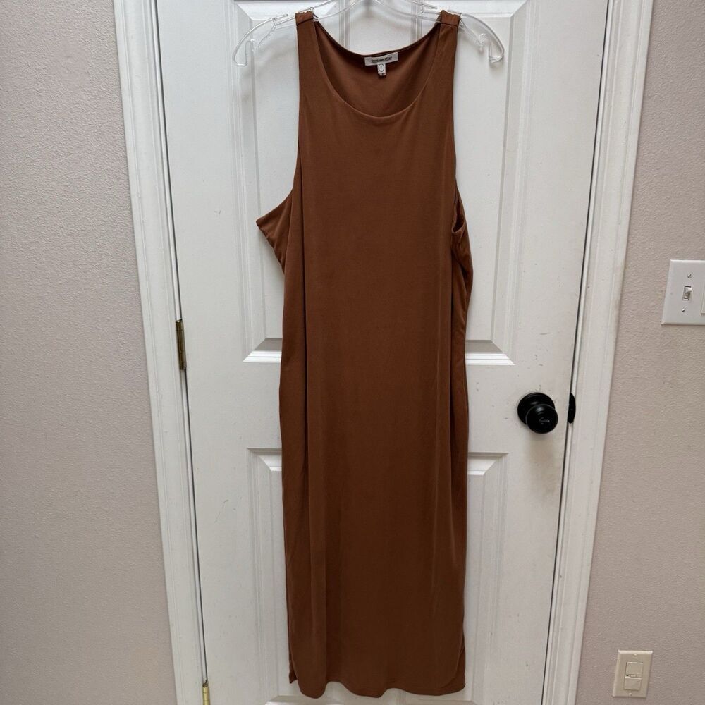 Good American bodycon Midi Tank dress Women’s size 7 Brown Lined